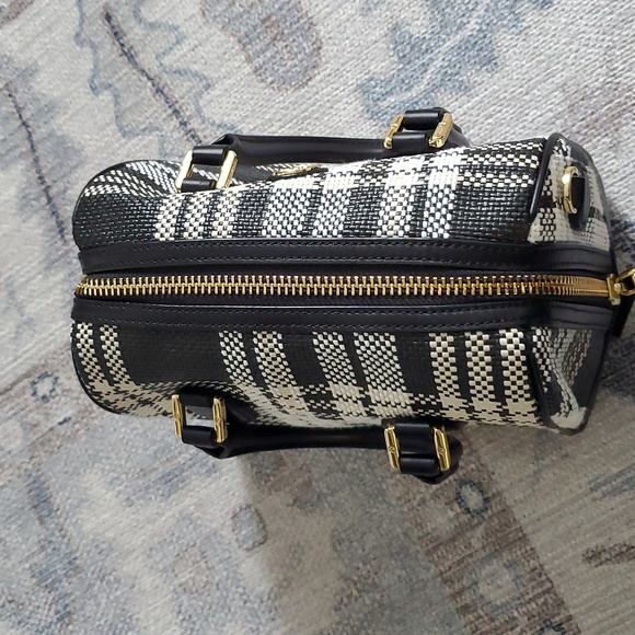 Tory Burch Robinson Plaid Boston Satchel Bag Purse with Crossbody Strap - Picture 11 of 16